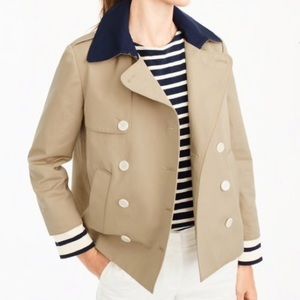 J. Crew Cropped Trench with Removable Stripe Cuff